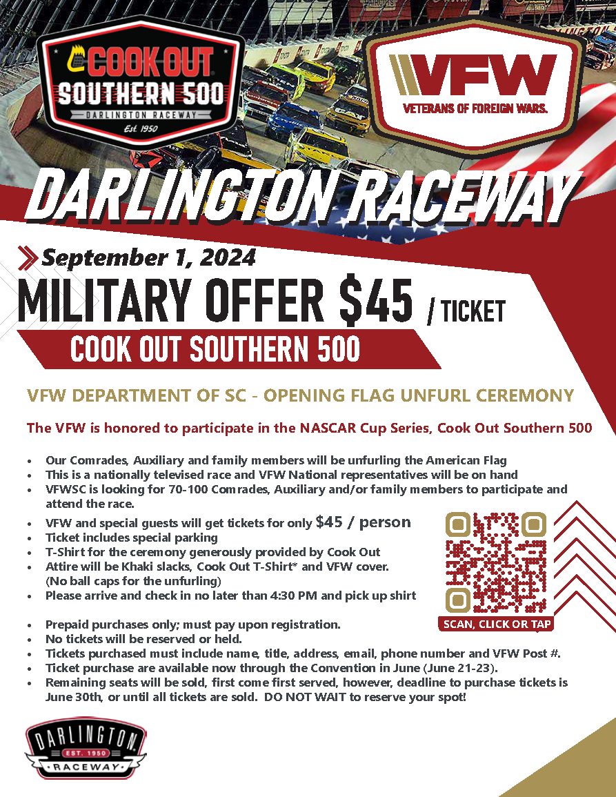 Darlington Raceway Cook Out Flyer