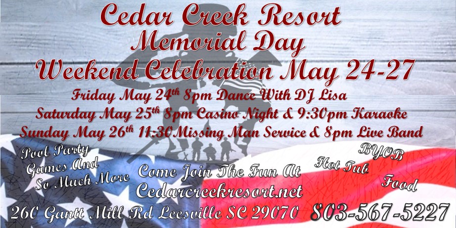 Cedar Creek Resort Memorial Day Weekend Celebration