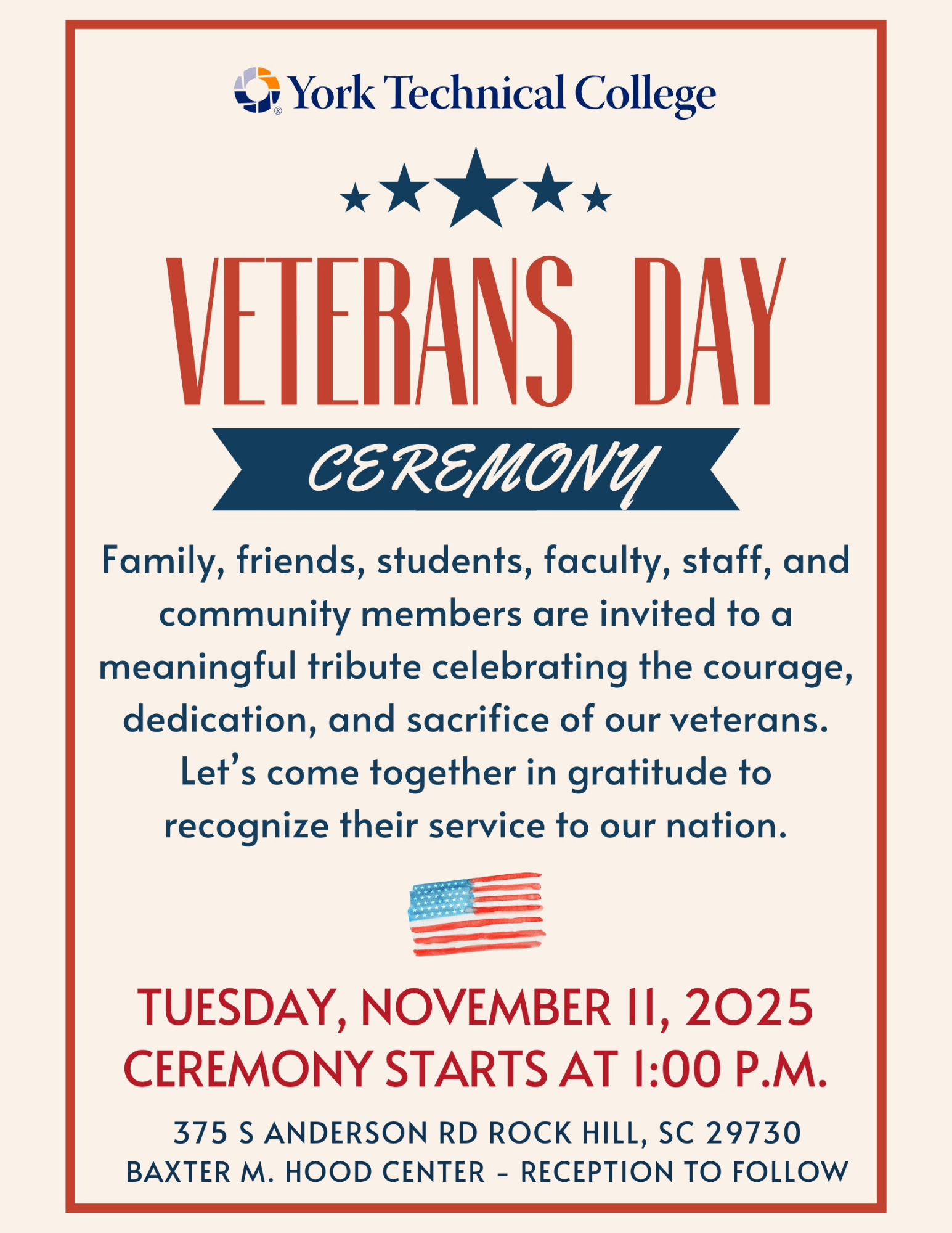 York Technical College Veterans Day Ceremony