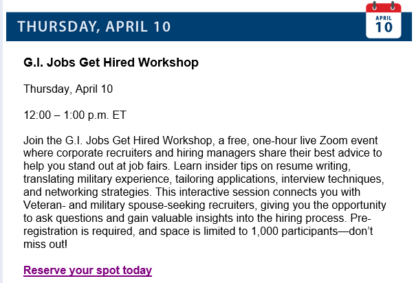 GI Job Zoom Workshop