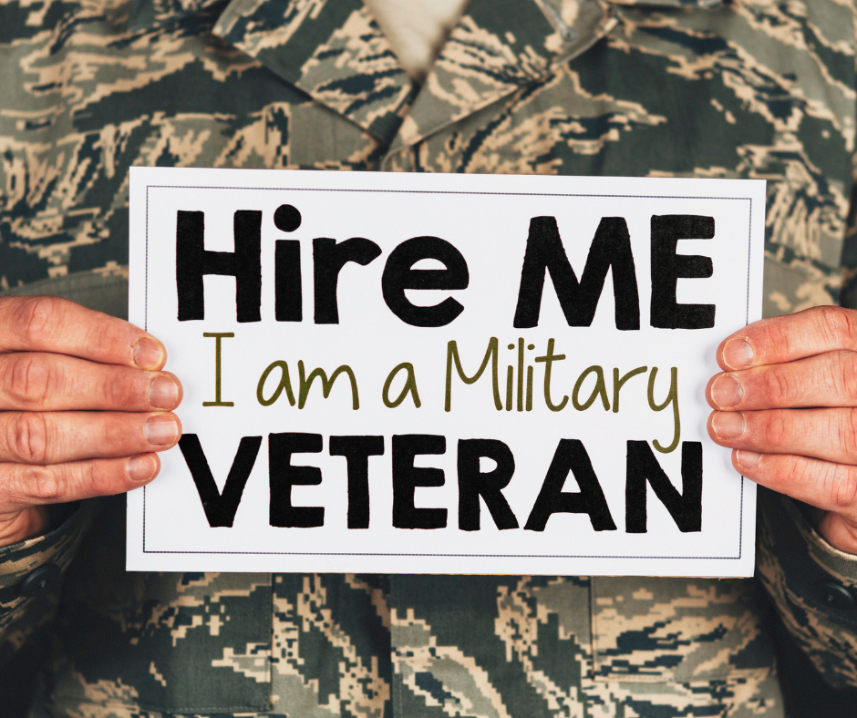 Sign that says Hire Me I am a Military Veteran