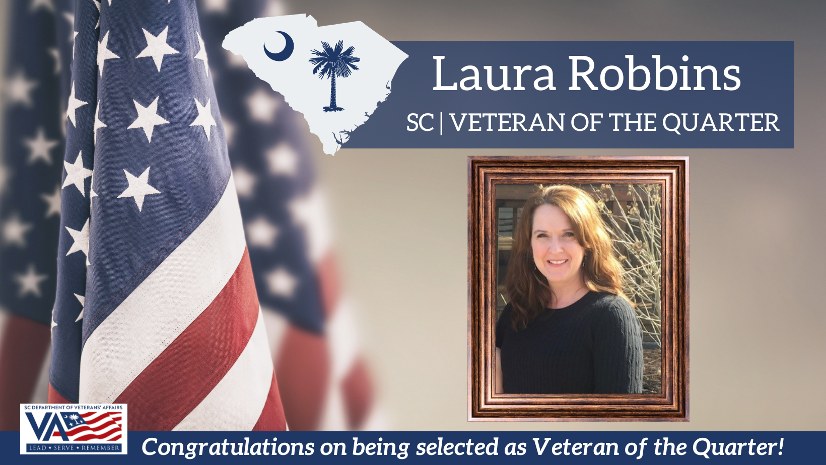 Laura Robbins Veteran of the Quarter Graphic