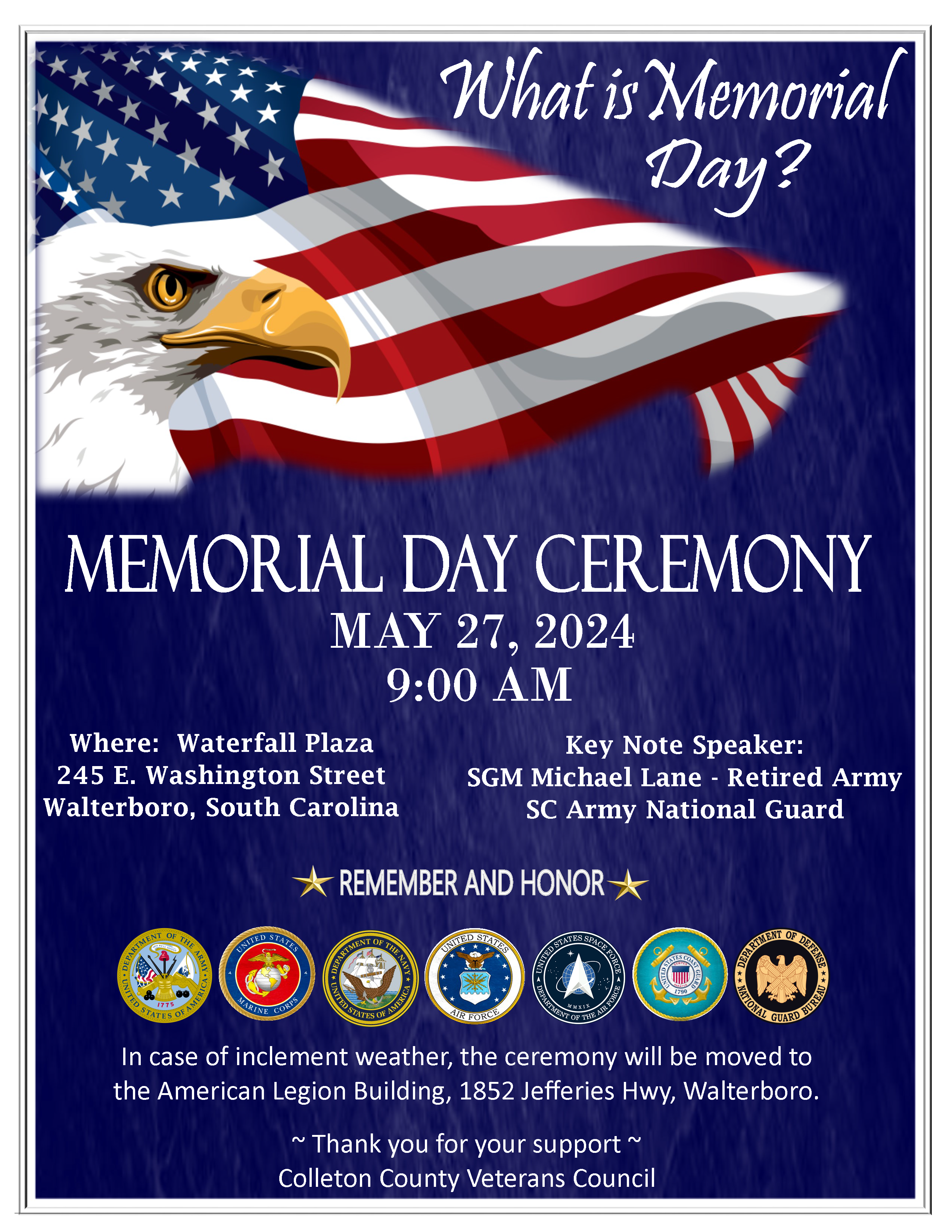 Memorial Day Flyer 2024 Waterfall Plaza