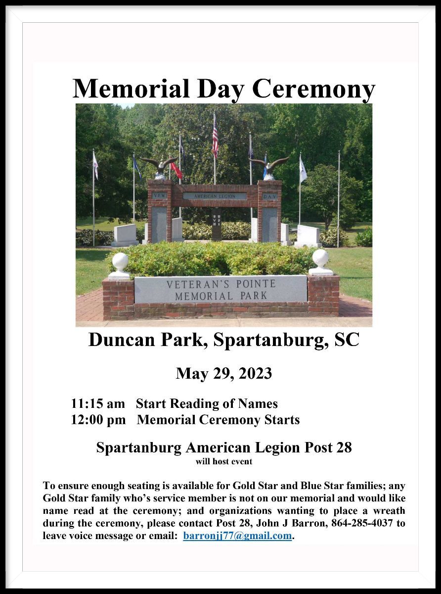 spartanburg memorial day