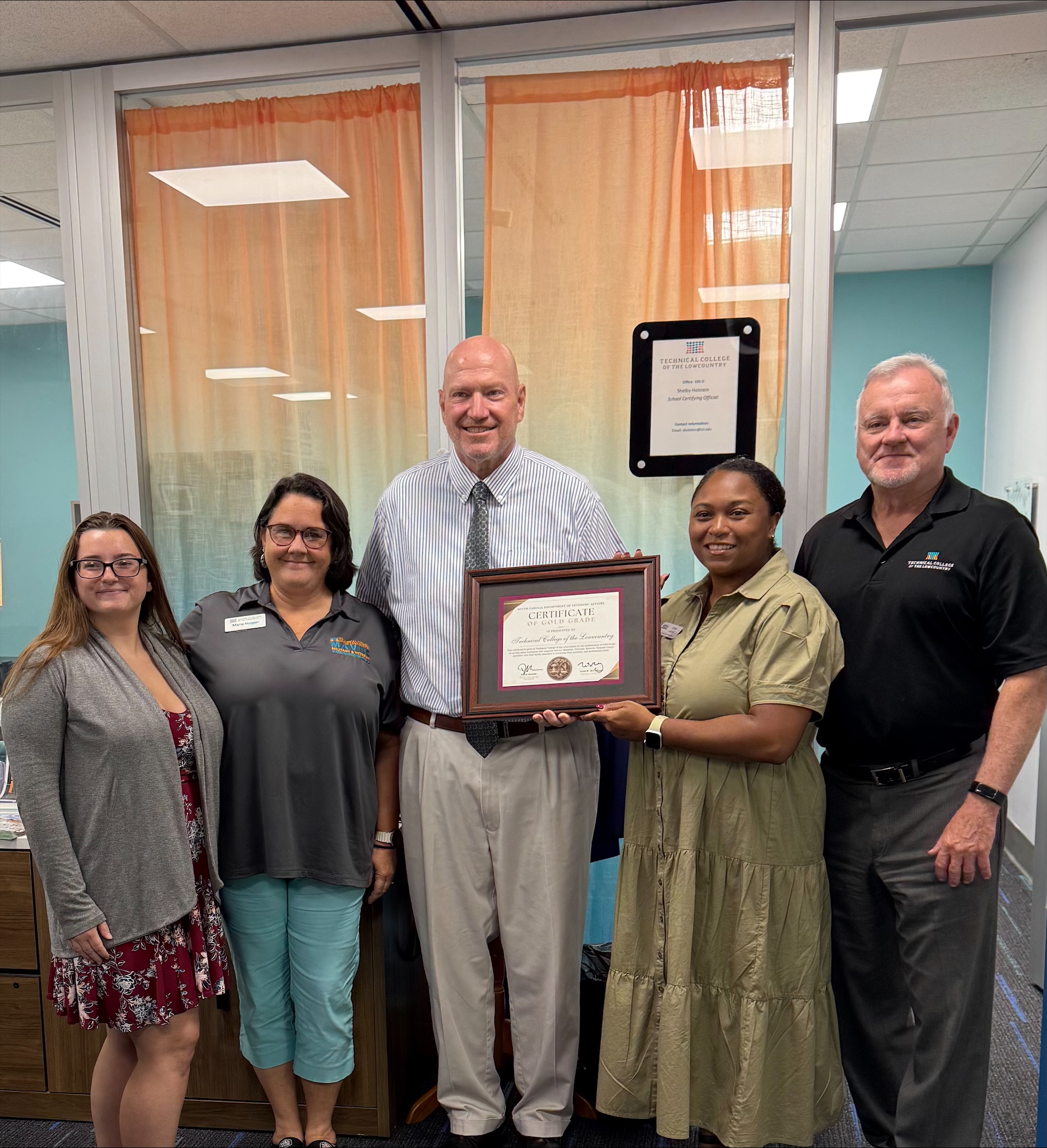 Presentation of "Gold-Level” Military Academic Recognition Award to the Technical College of the Lowcountry (TCL). 