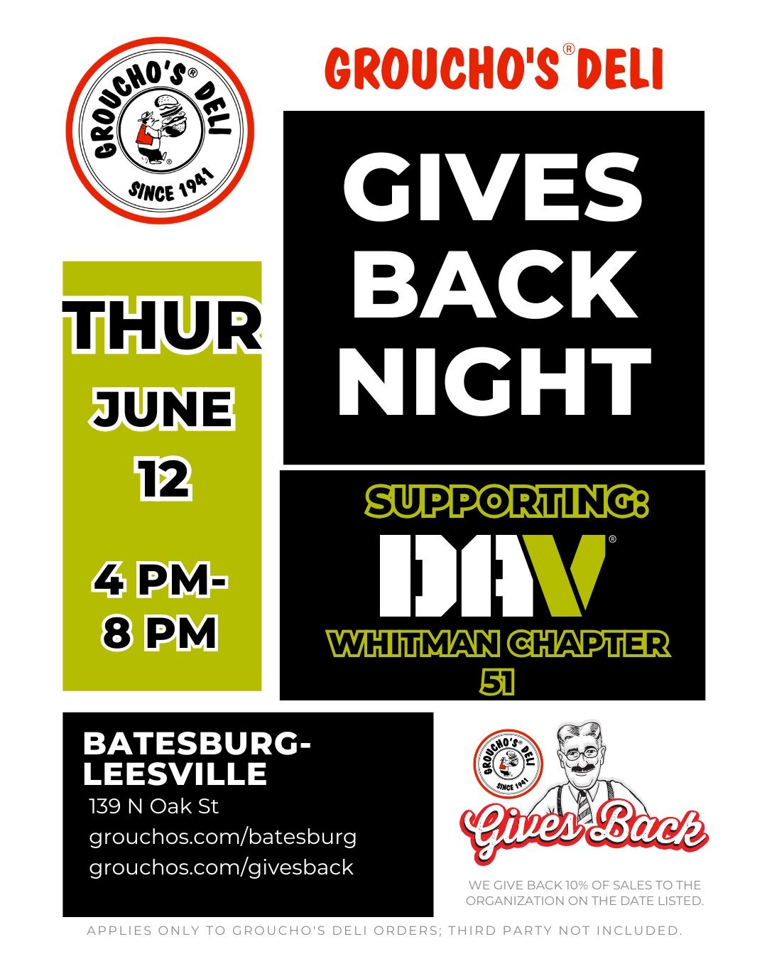 Groucho's Deli Gives Back Night
