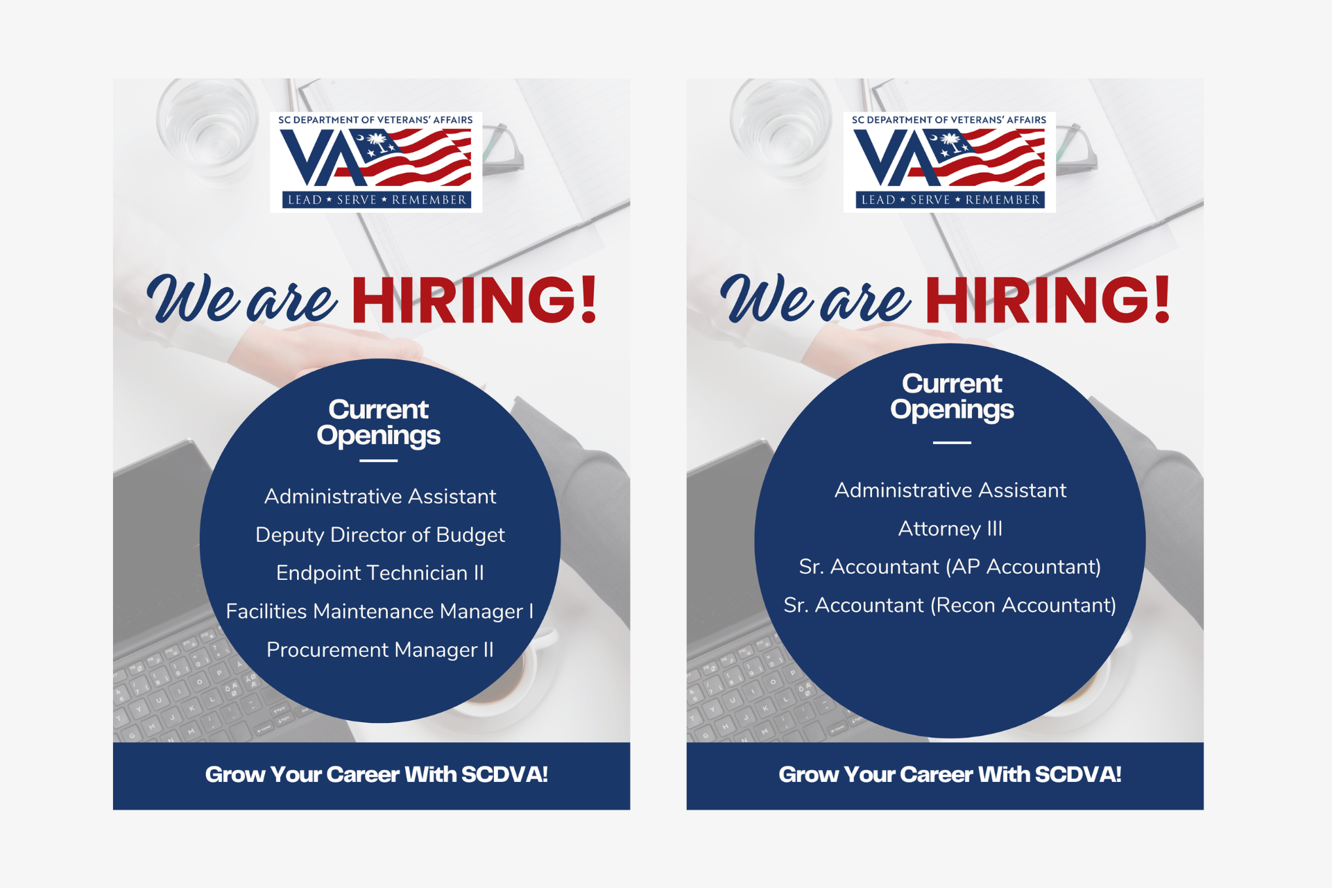 SCDVA We Are Hiring Graphic 