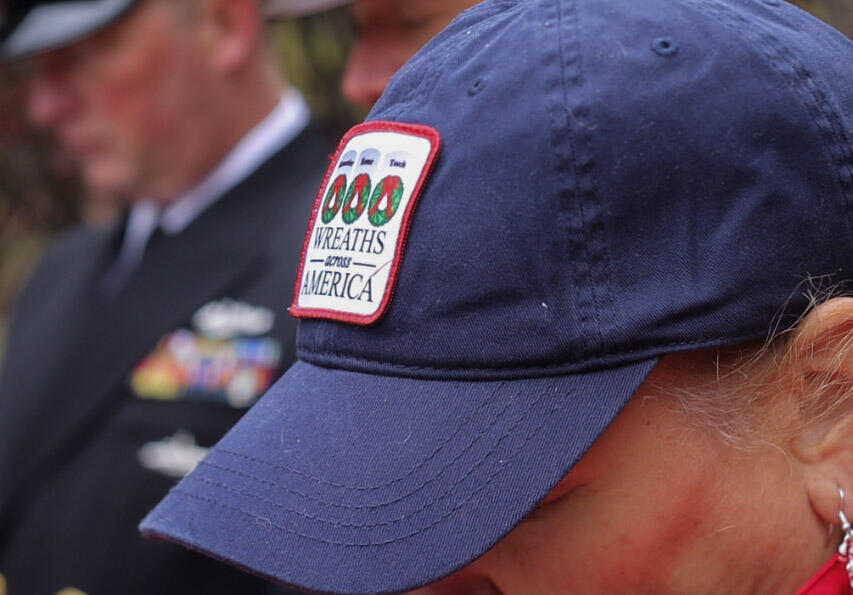 photo of hat with Wreaths Across America logo